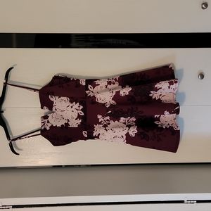 Red floral cocktail dress